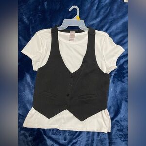 Black Button-Up Vest set two pieces